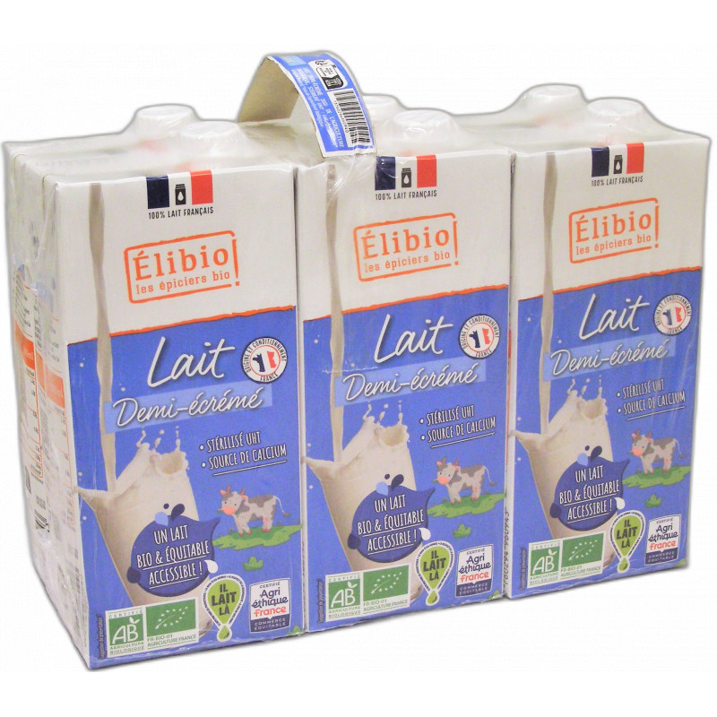 LAIT DEMI ECREME UHT ELIBIO PACK DE 6