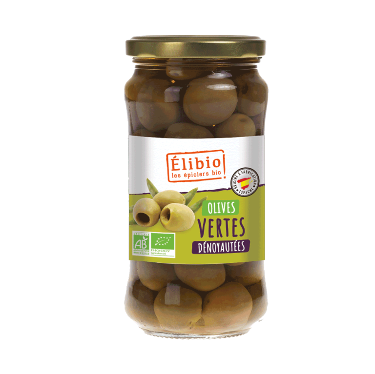 OLIVES VERTES DENOYAUTEES 350G ELIBIO