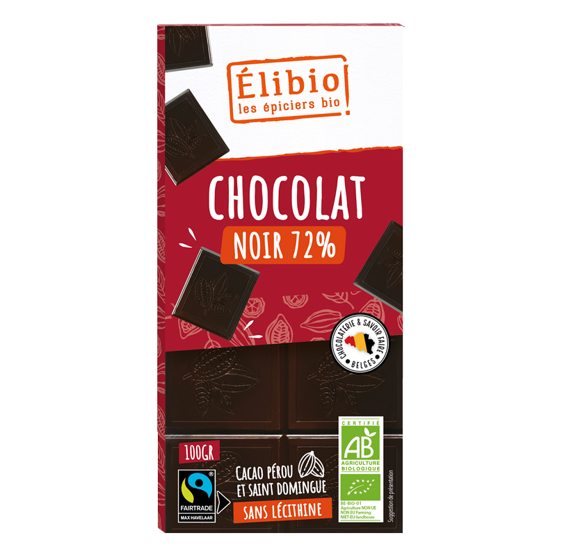TABLETTE CHOCOLAT NOIR 72% ELIBIO