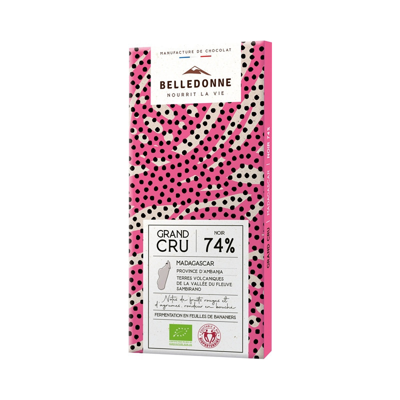 TABLETTE GRAND CRU 74% NOIR MADAGASCAR BELLEDONNE 100GR